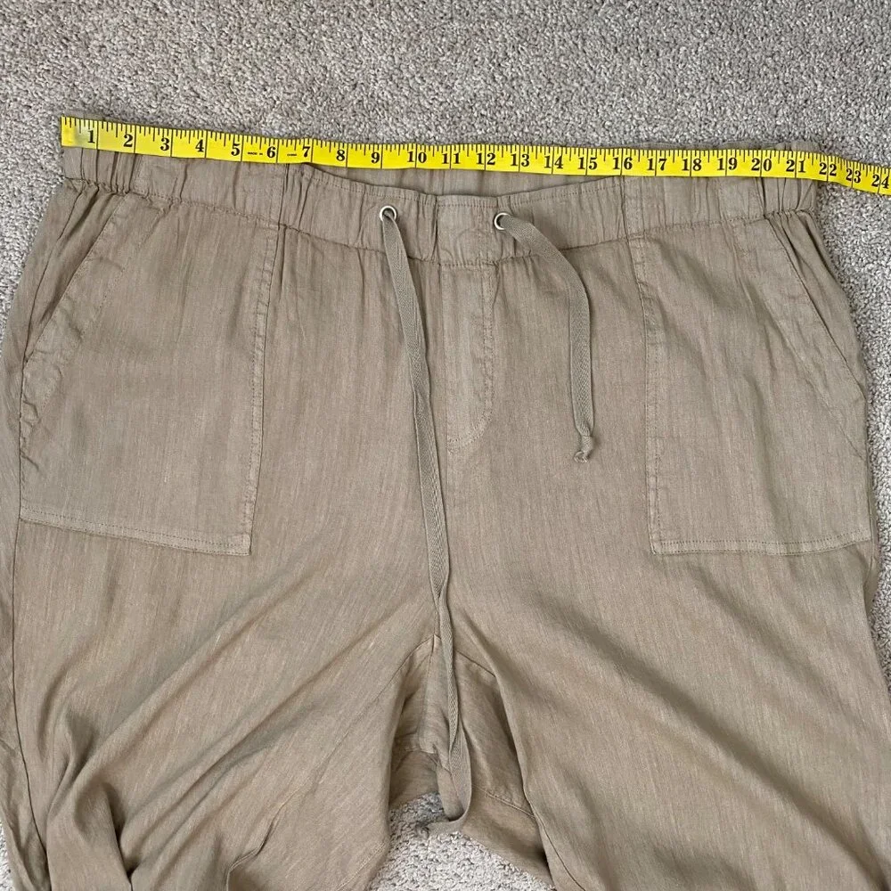Kut From The Kloth Rosalie Linen Blend Drawstring Ankle Pants Size‎ 2X Khaki - Picture 6 of 7